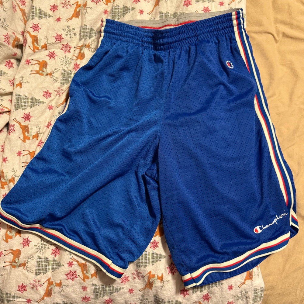 Champion Men's Royal Blue Athletic Shorts with Striped Trim